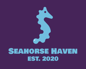 Seahorse - Blue Seahorse Fish logo design