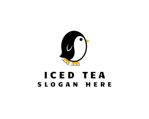 Ice Skating Penguin logo design