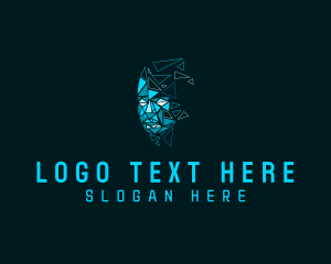 Online - Geometric Head Triangles logo design