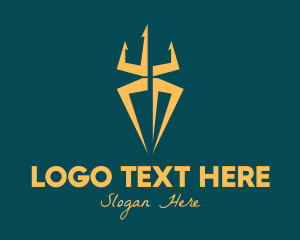 Mythology - Golden Spider Trident logo design