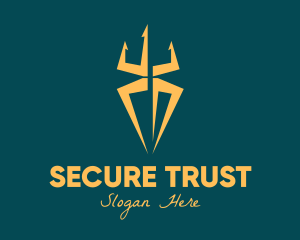Trust - Golden Spider Trident logo design
