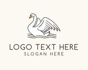 Lake - Water Swan Bird logo design