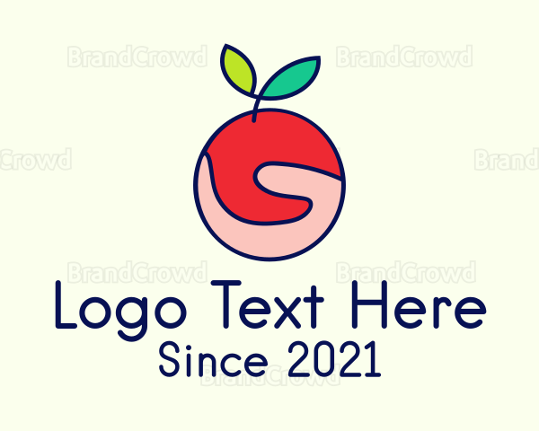 Hand Apple Fruit Logo