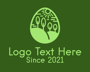 Woods - Green Field Egg logo design