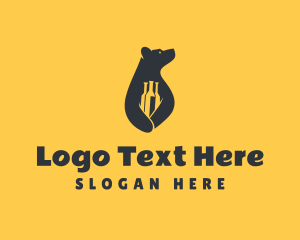 Whiskey - Wine Bottle Bear logo design