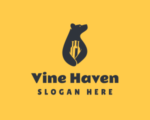 Wine Bottle Bear logo design