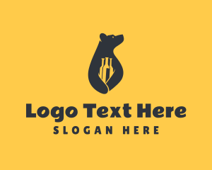 Lounge - Wine Bottle Bear logo design