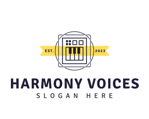 Choir - Piano Music Badge logo design