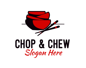 Bowls - Noodle Bowl Chopsticks logo design