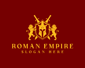 Roman - Gladiator Helmet Shield logo design