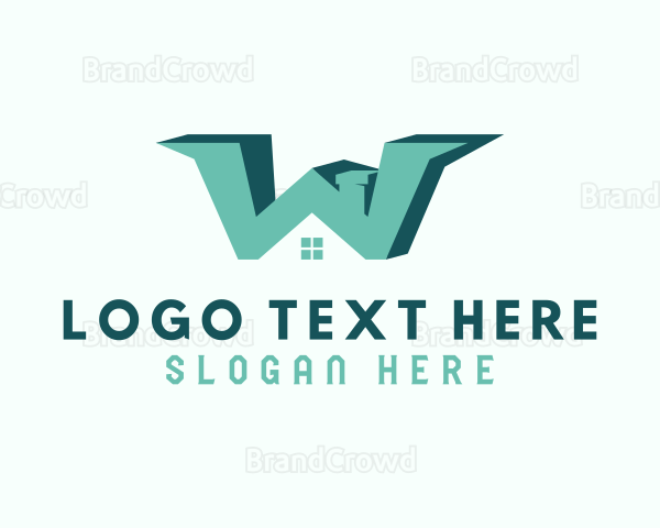 Green Home Letter W Logo