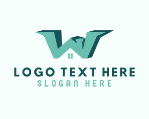 Property Developer - Green Home Letter W logo design