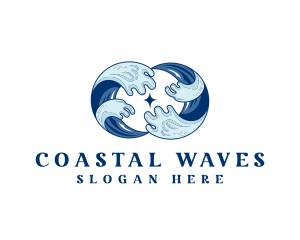 Beach Surfing Wave logo design