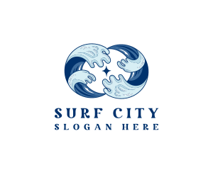 Beach Surfing Wave logo design