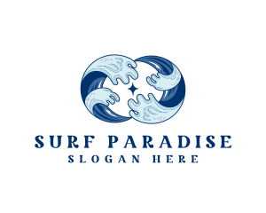 Beach Surfing Wave logo design