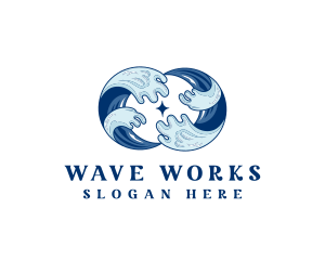 Beach Surfing Wave logo design