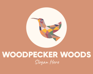 Woodpecker - Stained Glass Hummingbird logo design