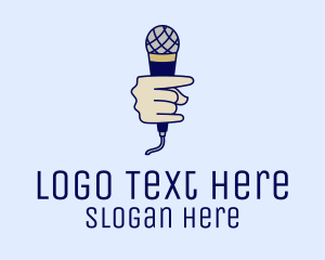Music School - Vocalist Microphone Hand logo design