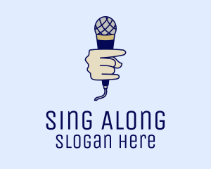 Karaoke - Vocalist Microphone Hand logo design