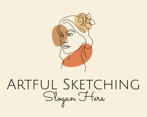 Flower Woman Sketch logo design