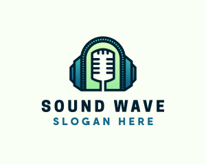 Headphone - Headphone Microphone Podcast logo design