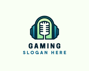Station - Headphone Microphone Podcast logo design