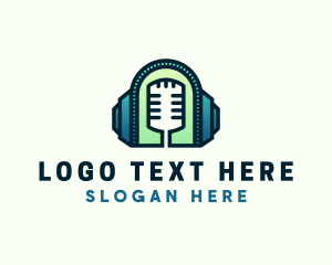 Station - Headphone Microphone Podcast logo design