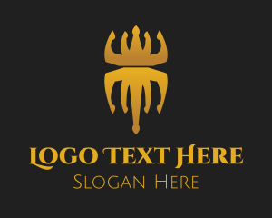 Brown And Gold - Golden Spider Crown logo design