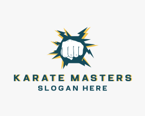 Karate - Wall Fist Punch logo design