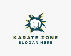 Karate - Wall Fist Punch logo design
