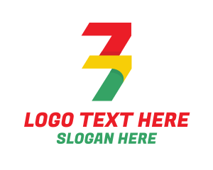 Colorful Number 77 logo design