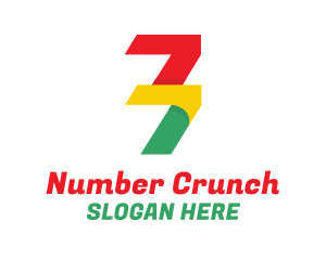 Math - Colorful Number 77 logo design
