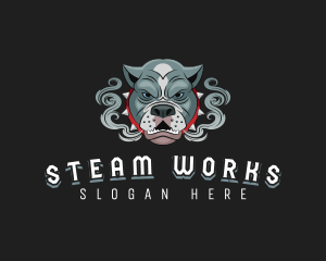 Steam - Pitbull Dog Smoke logo design