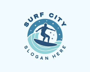 Ocean Wave Surfer logo design