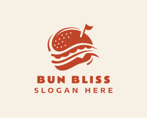 Bun - Orange Hamburger Snack logo design