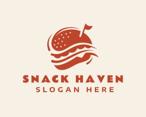 Orange Hamburger Snack logo design