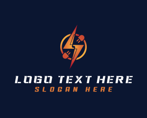 Strong - Robotic Lightning Power logo design