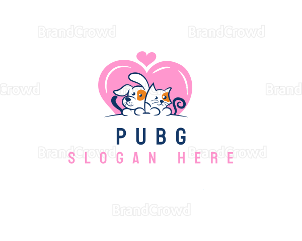 Heart Dog Cat Logo