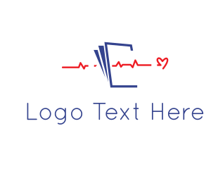 Blue Heart - Medical Heartbeat Document logo design