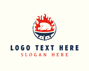 Grilling - Flame Roasted Pork logo design
