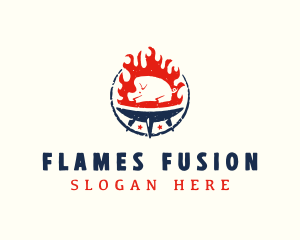 Flame Roasted Pork logo design