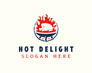 Flame Roasted Pork logo design