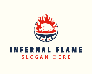 Flame Roasted Pork logo design