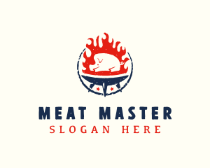 Flame Roasted Pork logo design