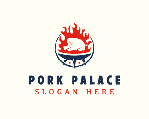 Flame Roasted Pork logo design