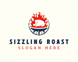 Roast - Flame Roasted Pork logo design
