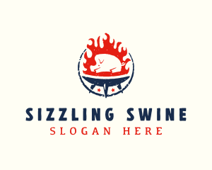 Pork - Flame Roasted Pork logo design