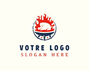 Roast - Flame Roasted Pork logo design