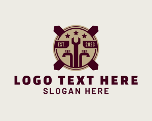 Faucet Wrench Plumber logo design