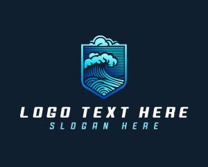 Badge - Tsunami Wave Cloud logo design